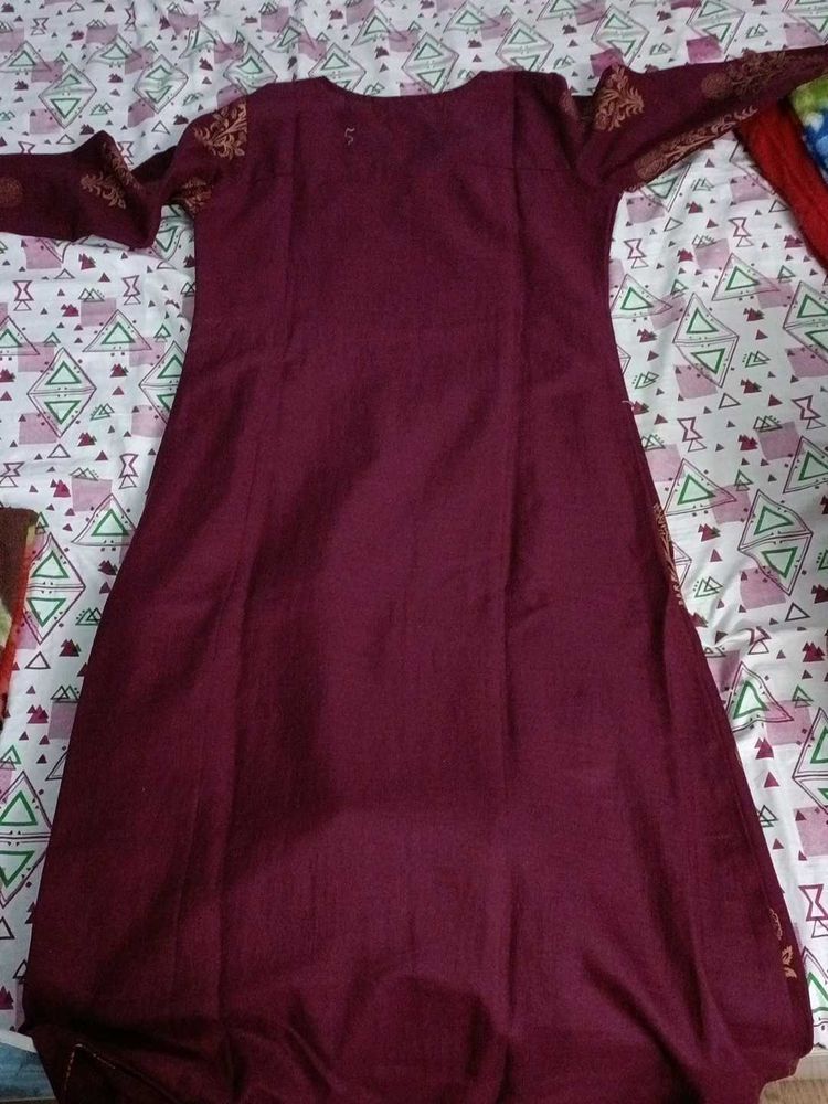 Maroon Printed Kurta Set