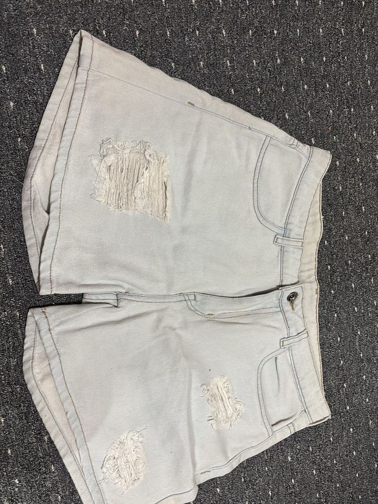 Ripped Denim Shorts