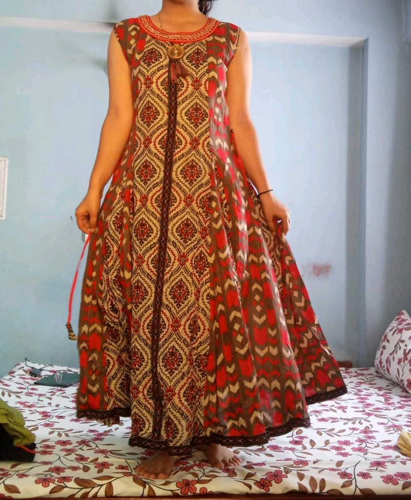 Elegant Patterned Anarkali Dress