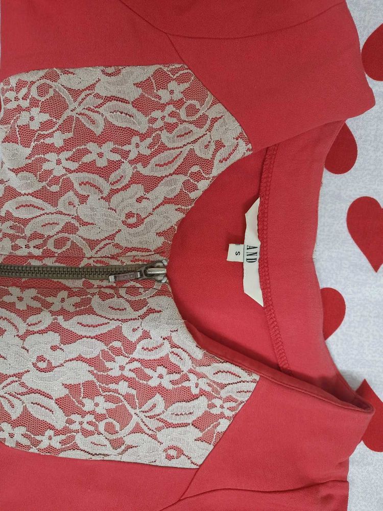 Coral Lace Detail dress AND brand