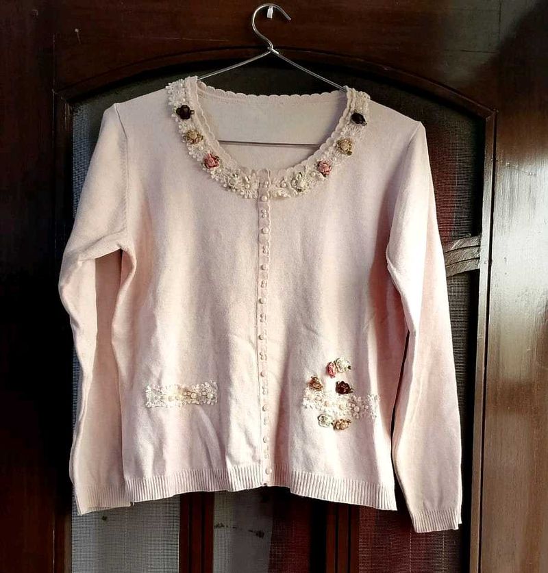 Pearls &amp; Flowers embellished Sweater