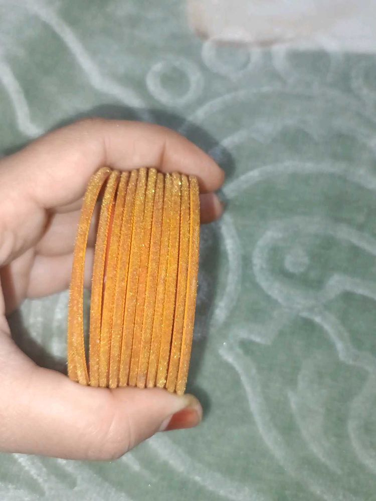 Orange Glass Bangles - Set