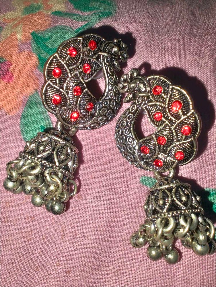 Red Jhumka Earrings