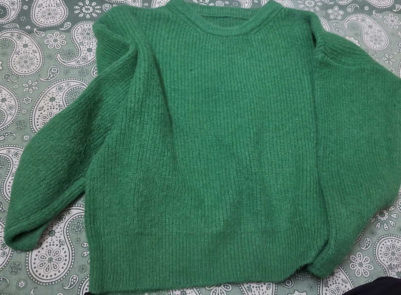 Green Knit Pullover Sweater