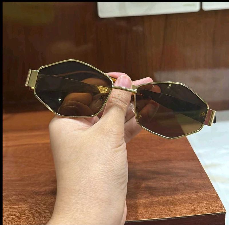 Gold Geometric Sunglasses