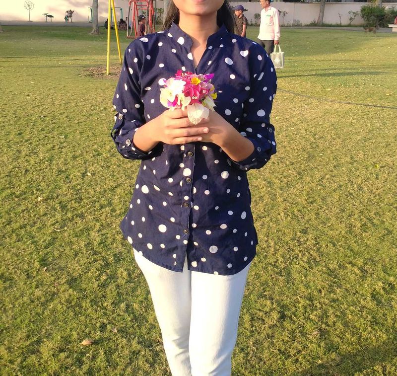 Navy Blue Shirt With Printed Pattern