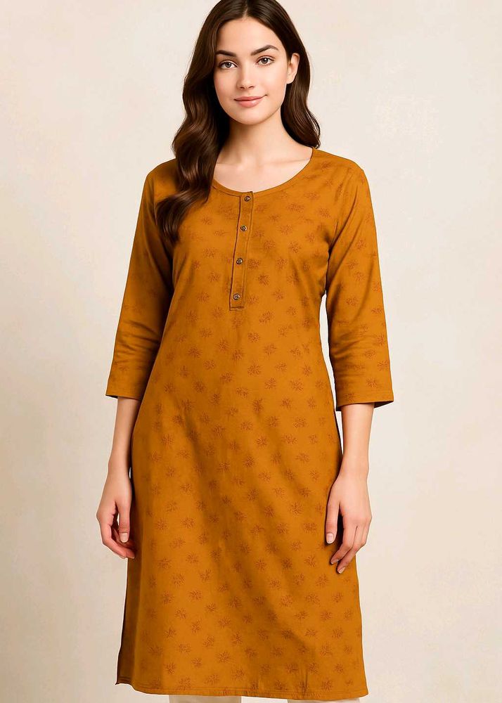 Floral Print Mustard Kurti