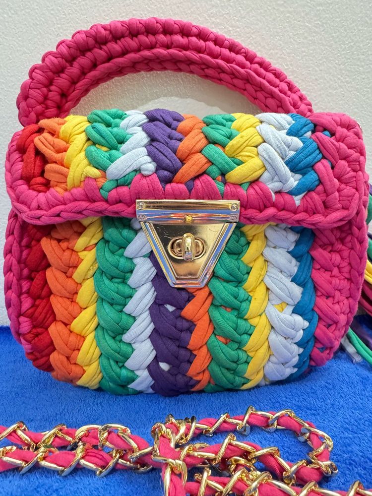 Rainbow Knit Handbag