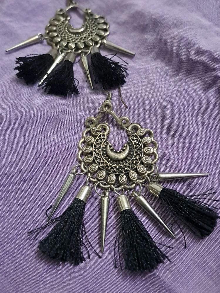 Silver Earrings With Tassels