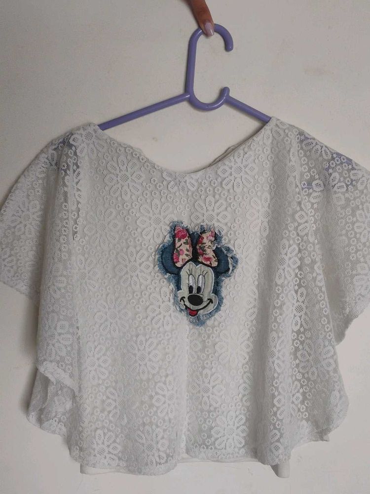 Cute White Lace Minnie Mouse Top