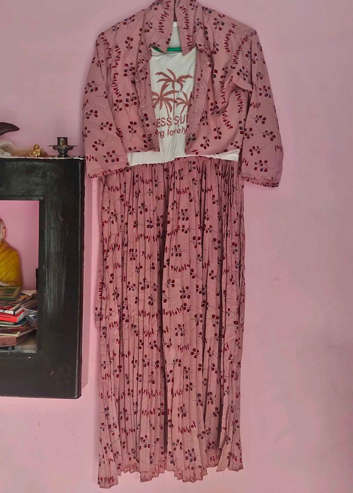 Mauve Frock With An Overcoat