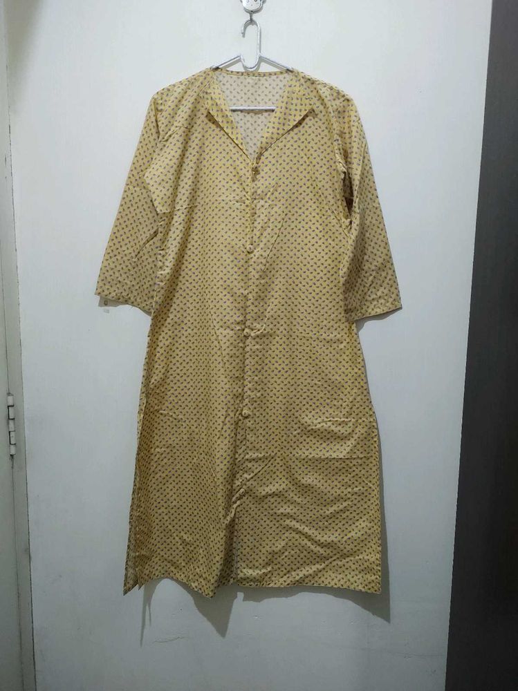 Yellow Kurta With Rose Floral Print