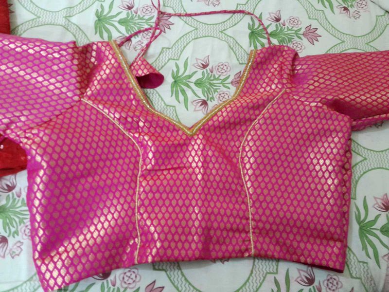 Get Black Bag With Pink &amp; Gold Brocade Blouse