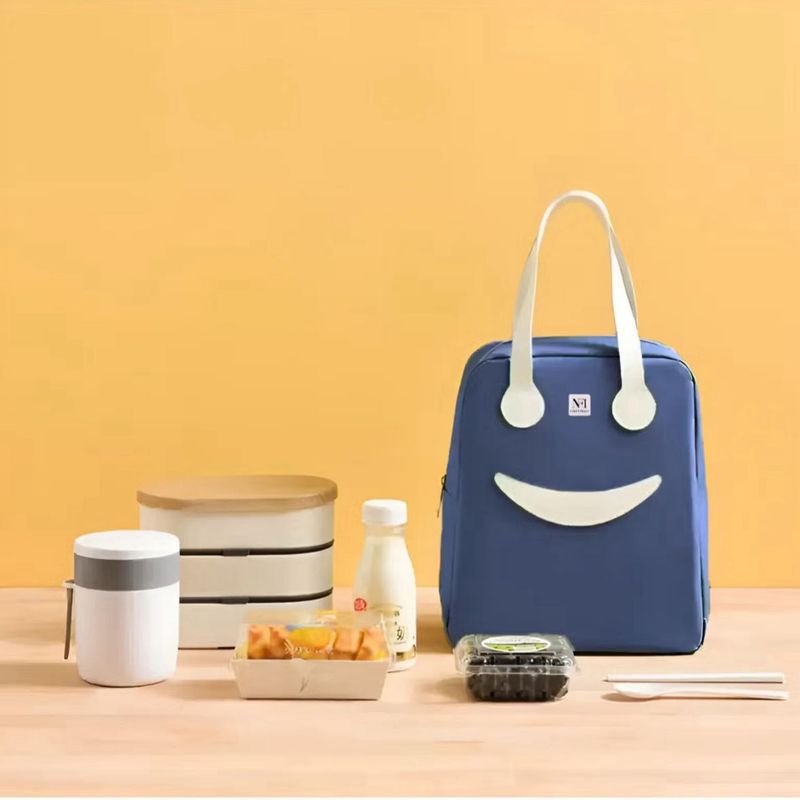 Blue Smiley Face Lunch Bag