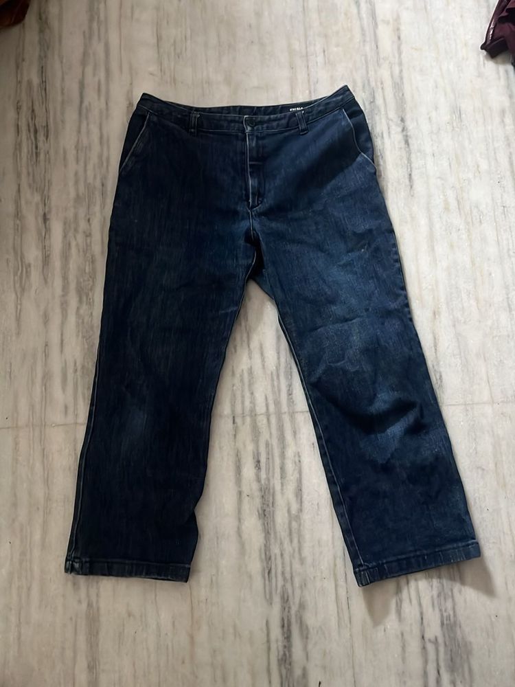Blue Three Quarter Denim Jeans