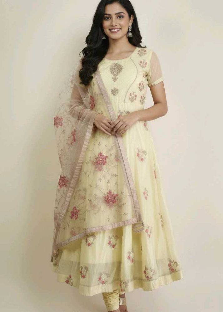 Elegant Yellow Anarkali Kurta Set