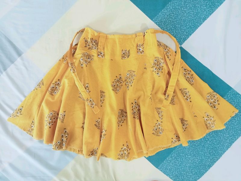 Yellow Ethnic Short Skirt