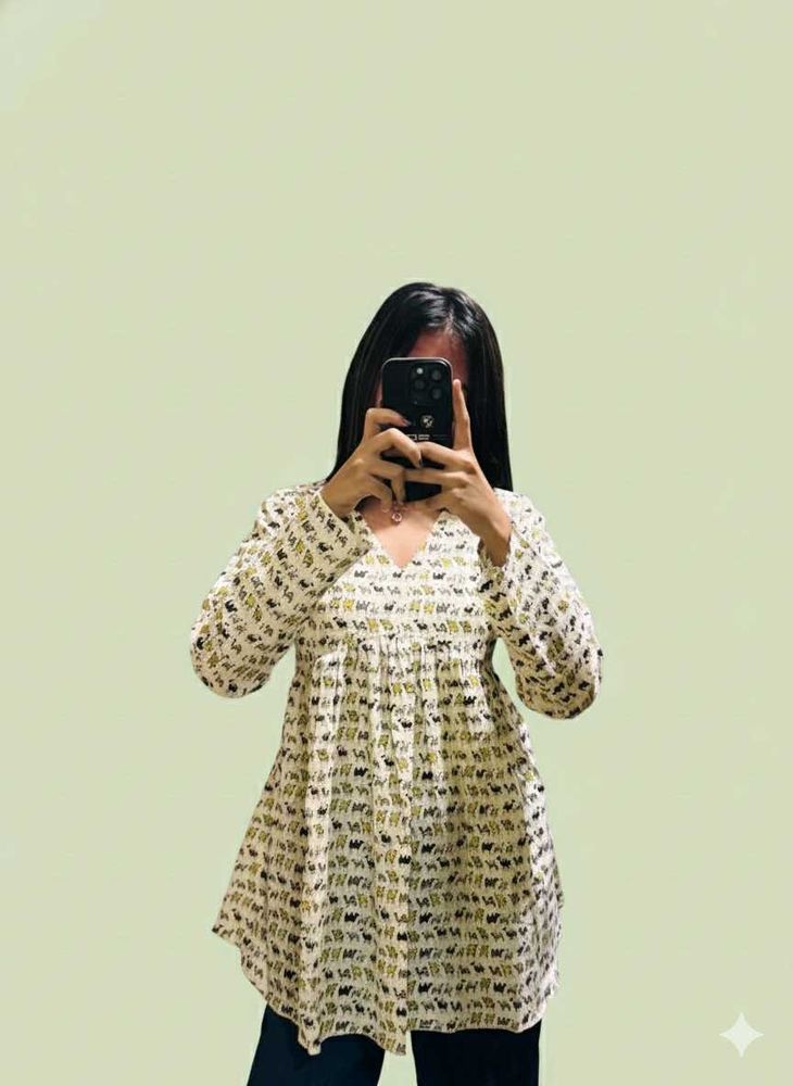 Patterned Long Sleeve Top