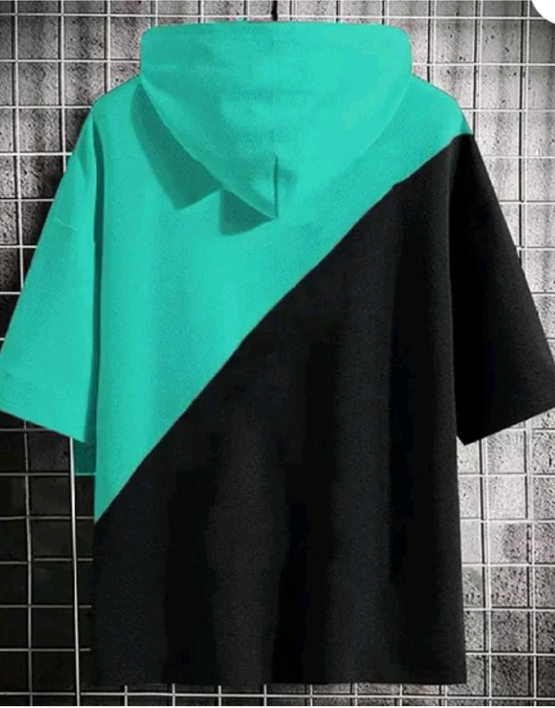 Color Black Short Sleeve Hoodie