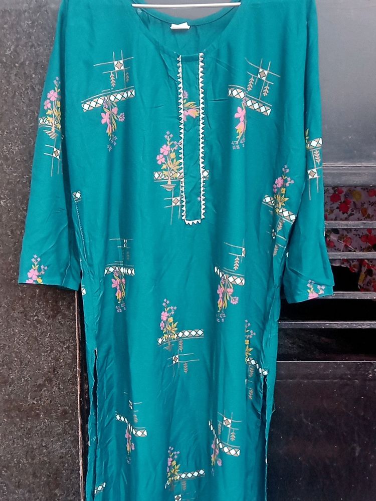 Sea Green Single Printed Kurti... 💙💙