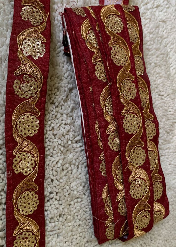 Shop Clearance Sale Maroon Golden 1 Inch Lace 9 Mt