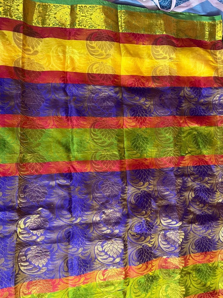 Silk  Saree With Aari Work Blouse