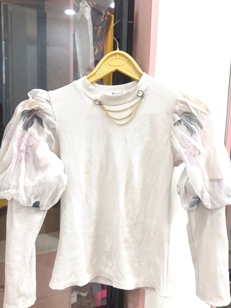 Elegant Floral Sleeve Top