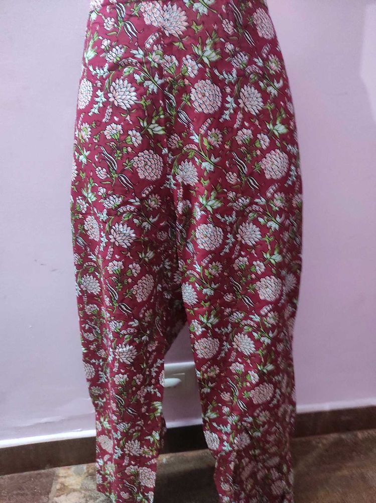 new xxl  Printed Maroon kurta pants