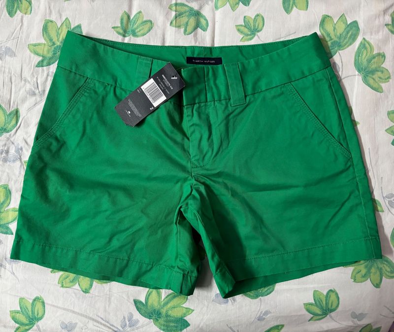 Bright green cotton shorts