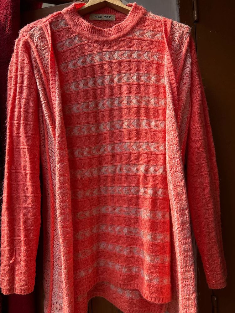 Coral Knit Cardigan