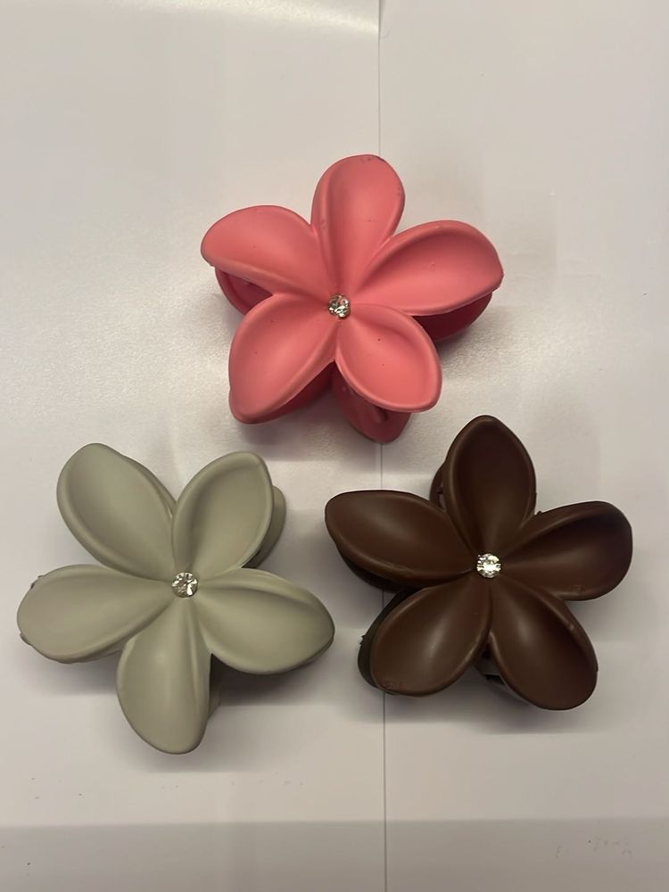 Flower Hair Clips - Set of 3
