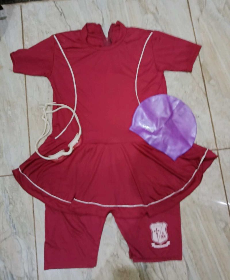 Red Swimsuit swimdress swiming kit Lycra