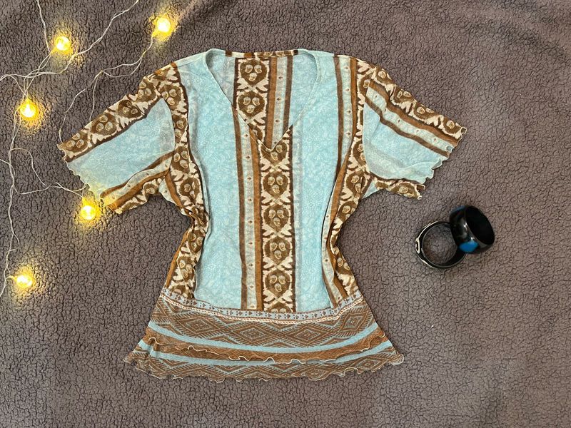 Boho Print y2k Top
