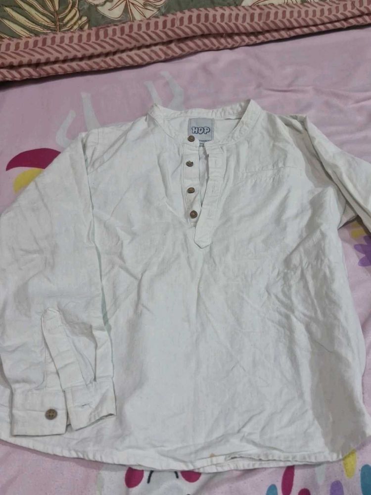 HOP White Henley Shirt