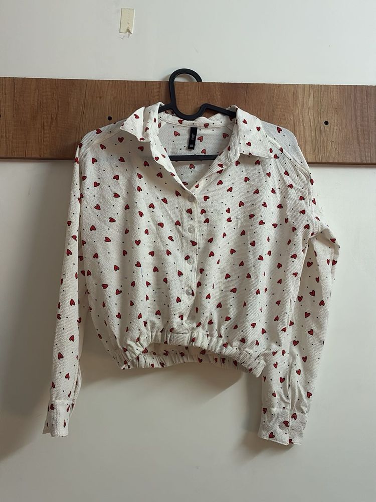 Heart Print Long Sleeve Top