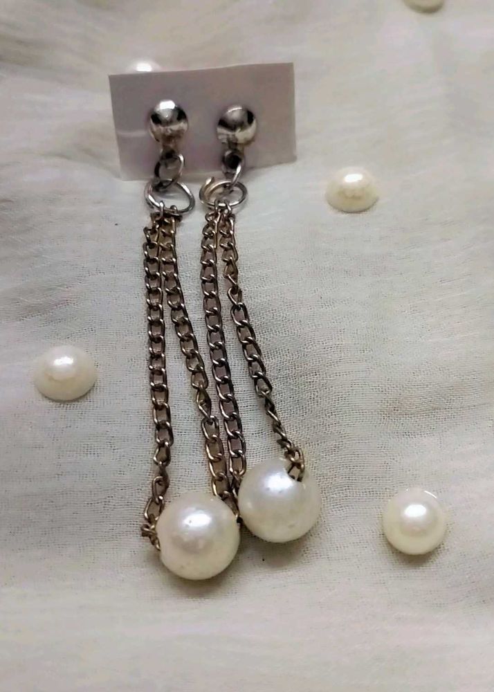 Pearl Chain Drop Earrings
