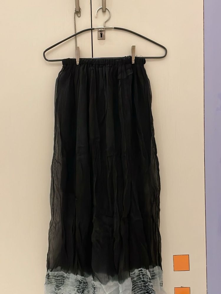 locally stitched black crinked chiffon skirt
