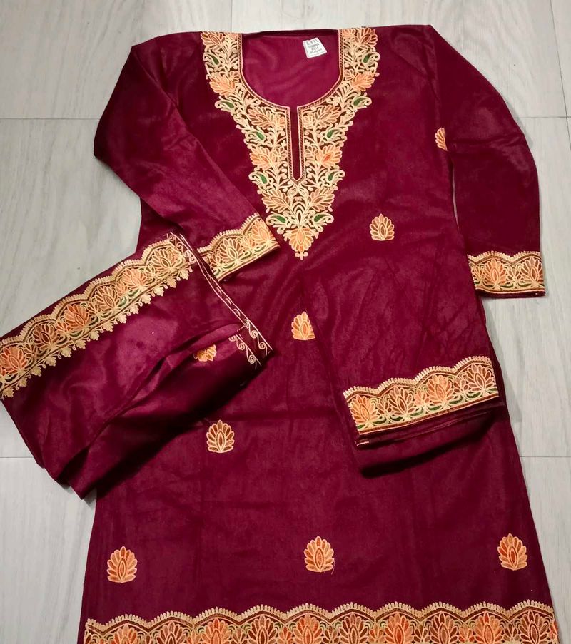 Brand New Velvet Kurta Pant Shawl Set