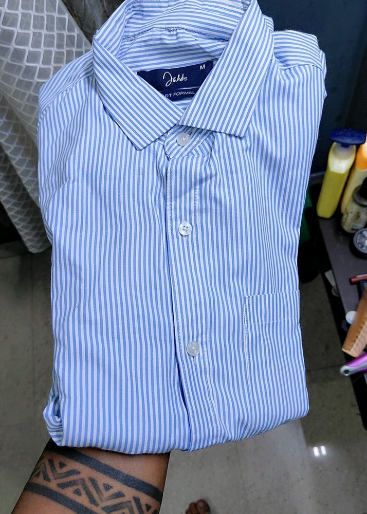 Blue White Lining Shirt Size-M
