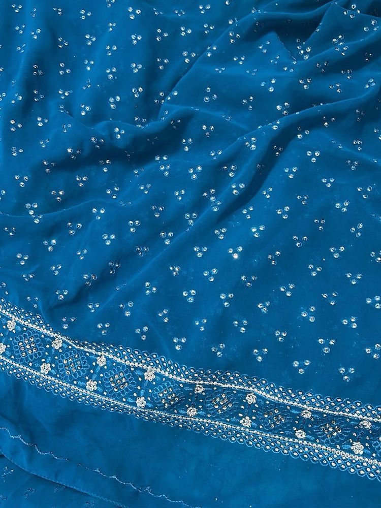 Blue Embellished Saree