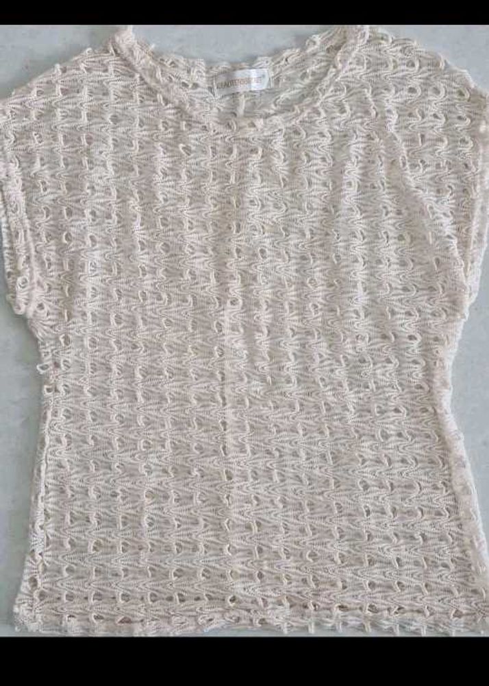 Crochet Cream Knit Top✨️