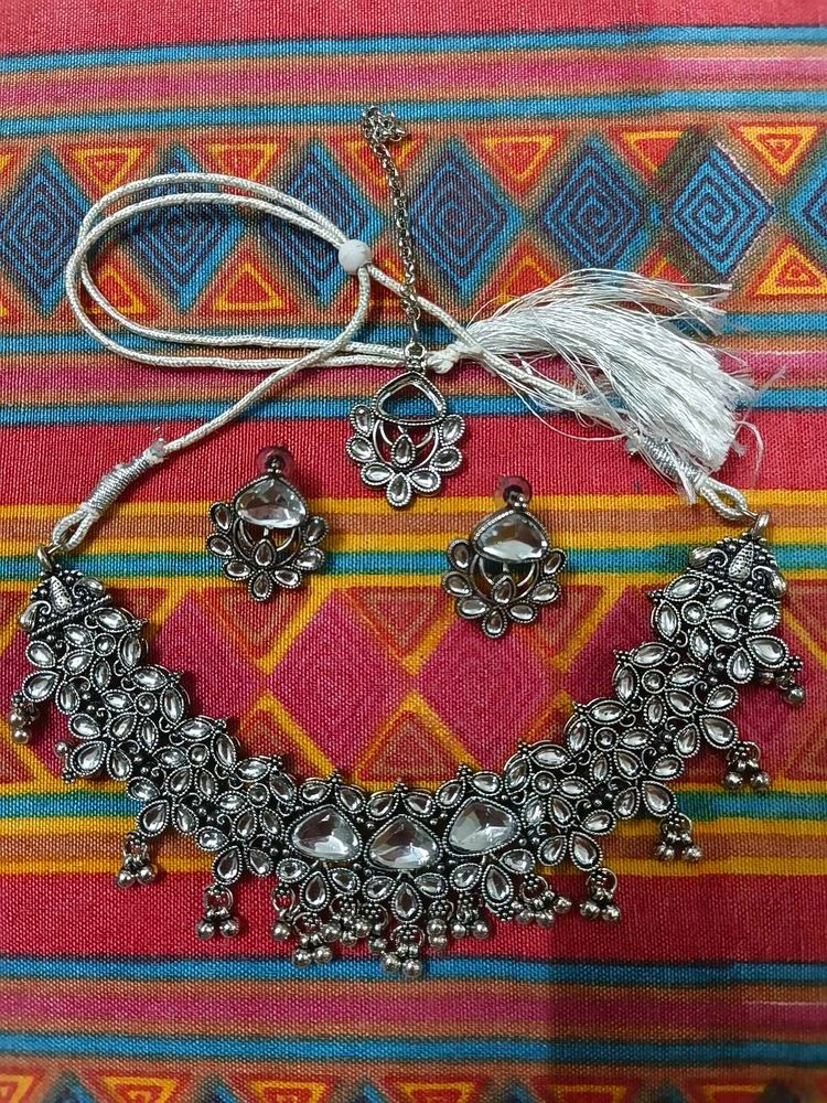 Silver Jewellery Set And Bangle Combo