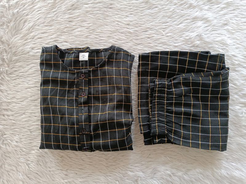 SSS Black Checked Kurti Set (Women)