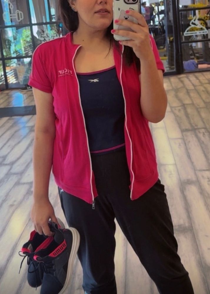 Pink Breatherable Tshirt Fabric Zipper