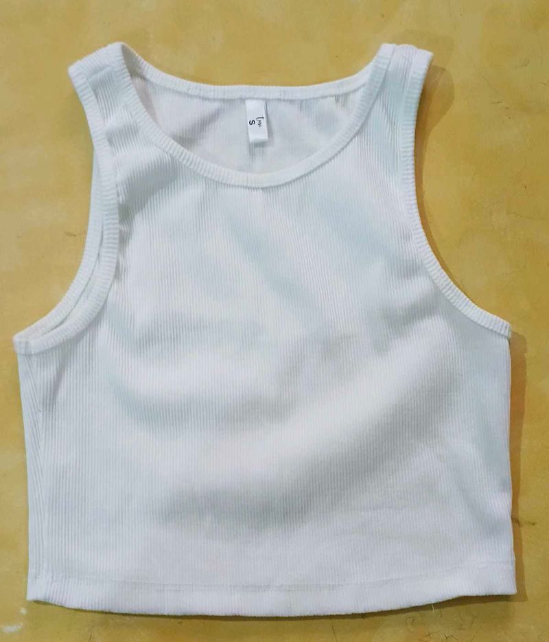 White Ribbed Tank Top