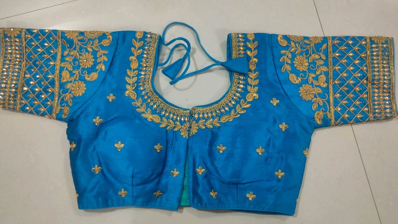 Turquoise Embroidered Blouse