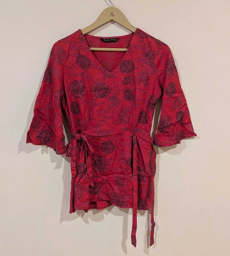 Flared Floral Party Top