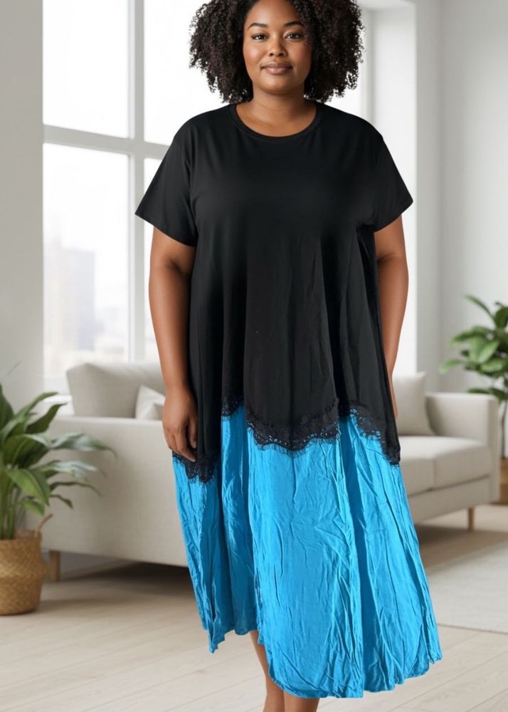 Blue black loose dress