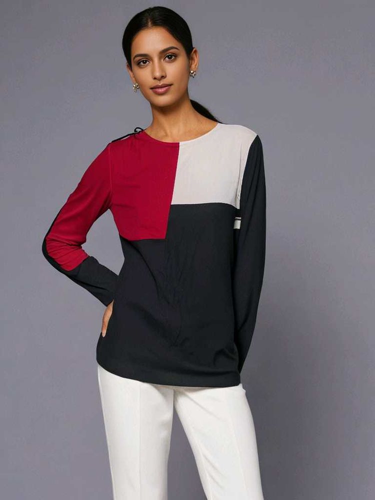 Juneberry Color Block Long Sleeve Top