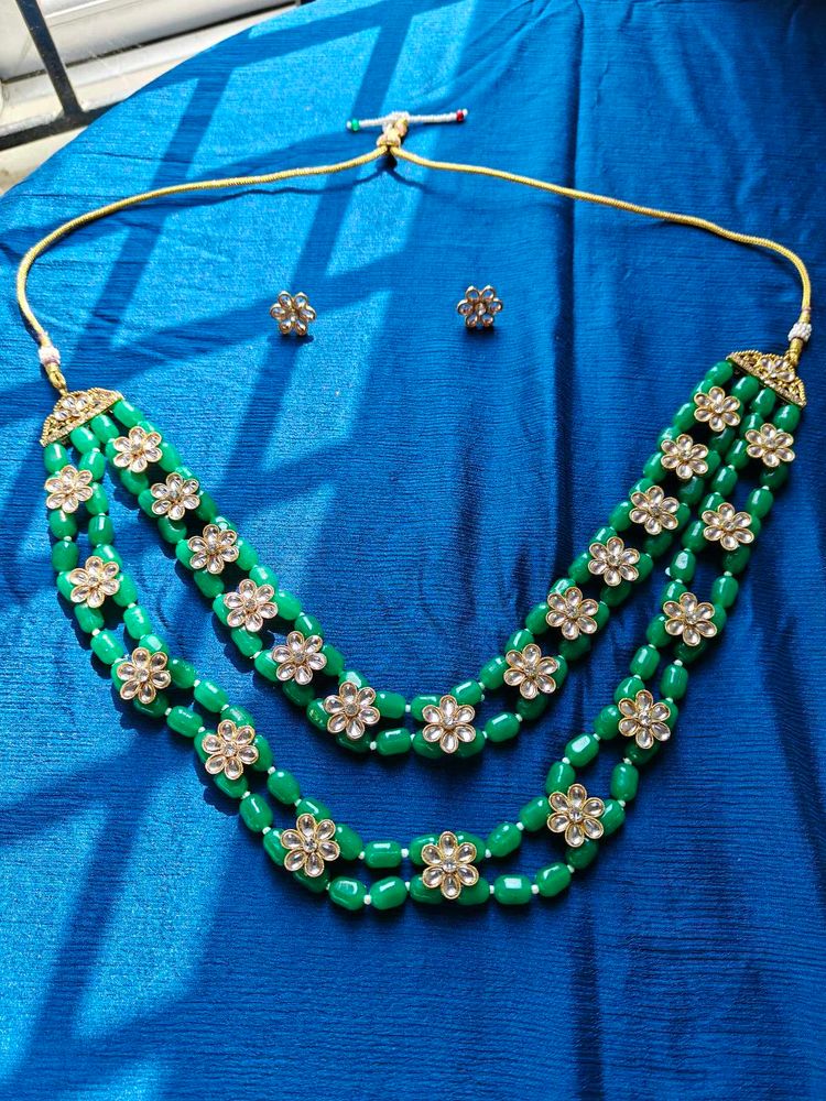 🔥Maharini Set Green Beaded Necklace Se